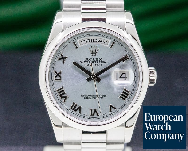 Image of Rolex President Platinum Glacier Roman Dial / COMPLETE