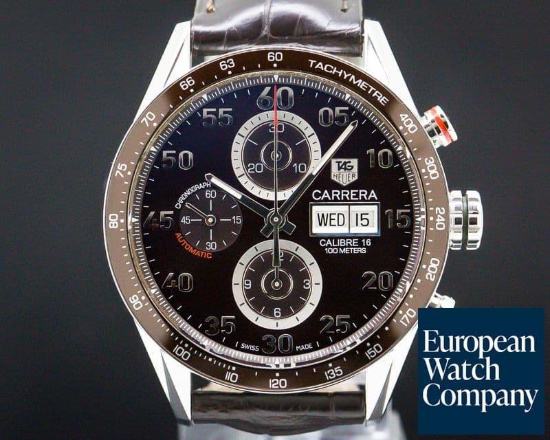 Image of TAG Heuer Carrera Day Date Chronograph SS Brown Dial / Brown Alligator 