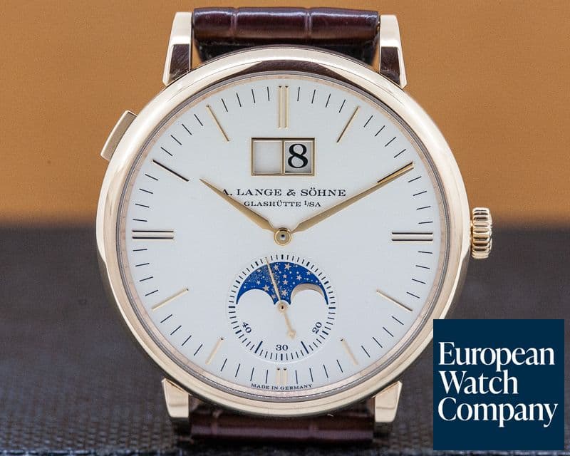 Image of A. Lange and Sohne Saxonia Moon Phase Automatik 18K Rose Gold / Silver Dial 