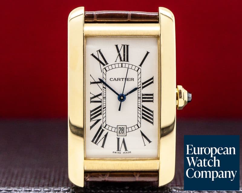 Image of Cartier Tank Americaine Large Mens 18K Yellow Gold