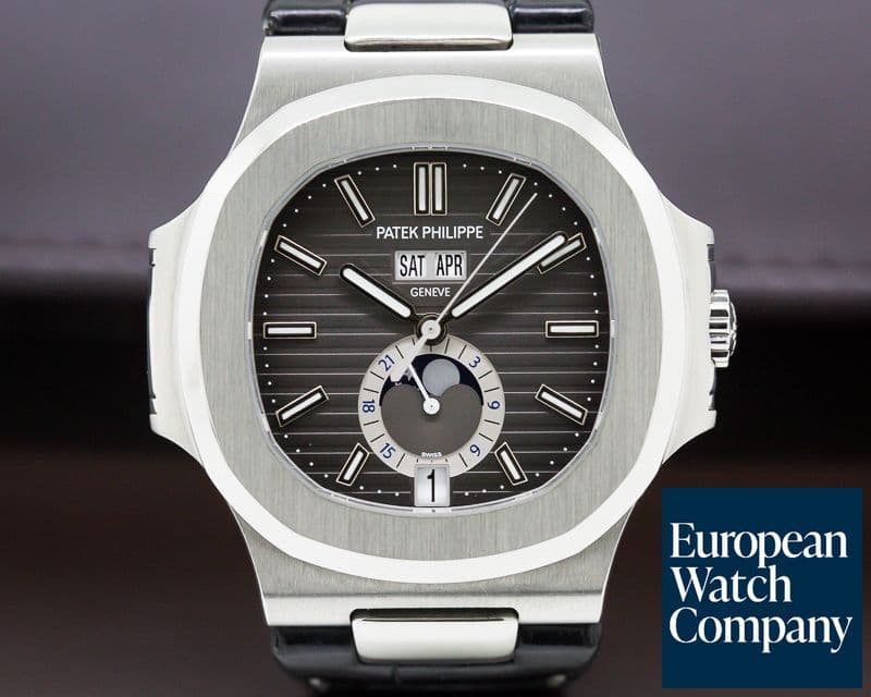 Image of Patek Philippe Nautilus Annual Calendar Moon SS Grey Dial