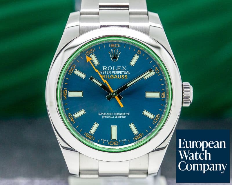 Image of Rolex Milgauss Blue Dial Green Crystal 