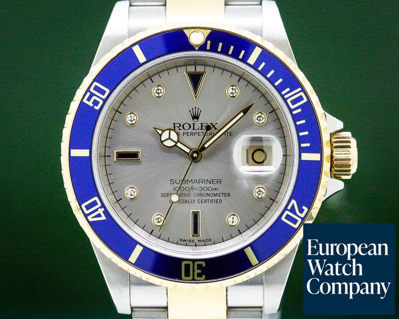 Image of Rolex Submariner 18K / SS Silver Serti Dial 