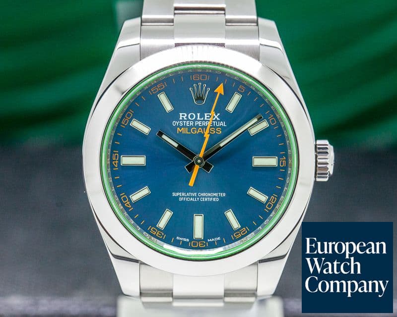 Image of Rolex Milgauss Blue Dial Green Crystal 