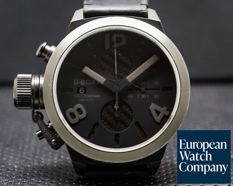 Image of U-Boat Classico CAB 4/45 Black SS/Carbon Fiber/Leather 45MM