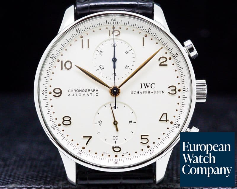 Image of IWC Portuguese Chronograph Silver Dial Gold Numerals SS