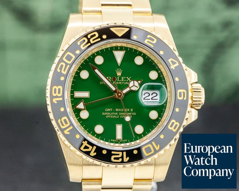 Image of Rolex GMT Master II Green Dial 18K Yellow Gold / Bracelet