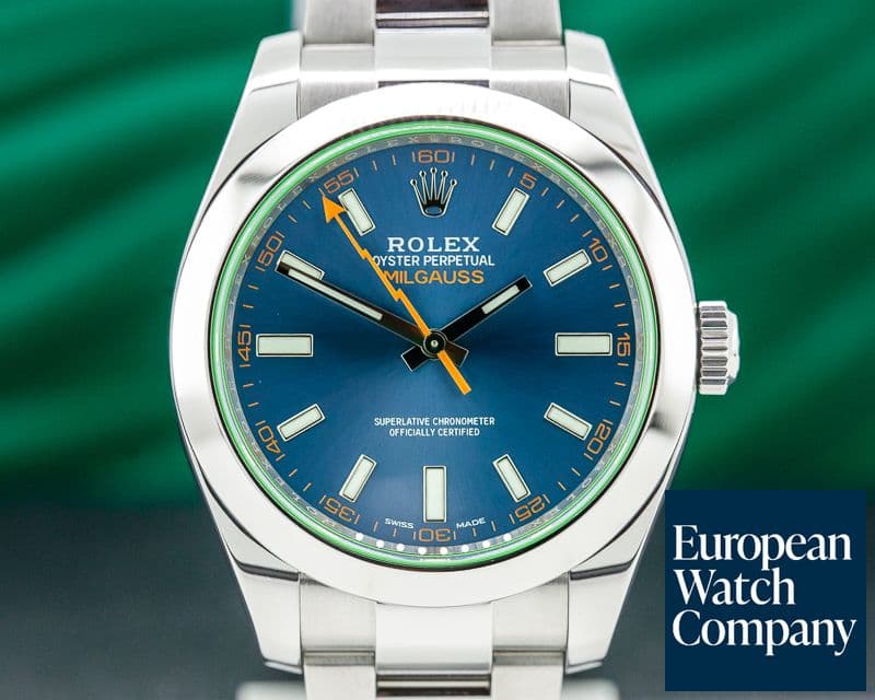 Image of Rolex Milgauss Blue Dial Green Crystal 