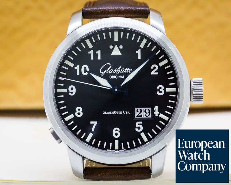 Image of Glashutte Original Senator Navigator Panorama Date SS Black Dial 
