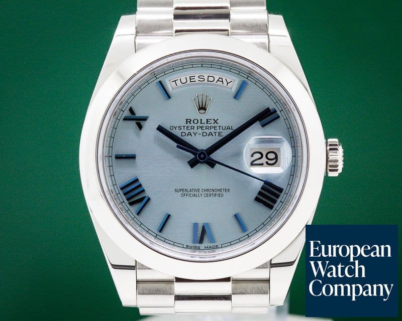 Image of Rolex Day Date Platinum Blue Dial Roman Numeral 40MM