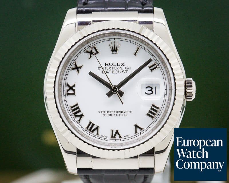 Image of Rolex Datejust White Gold Roman Dial / Alligator Strap