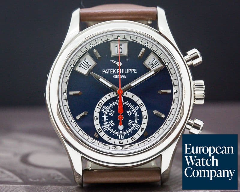 Image of Patek Philippe Annual Calendar Chronograph White Gold Blue Dial 

