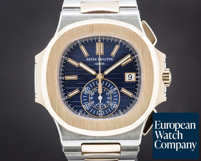 Image of Patek Philippe Nautilus Chronograph Blue Dial 18K Rose / Steel 