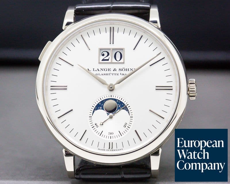 Image of A. Lange and Sohne Saxonia Moon Phase Automatik 18K White Gold / Silver Dial 