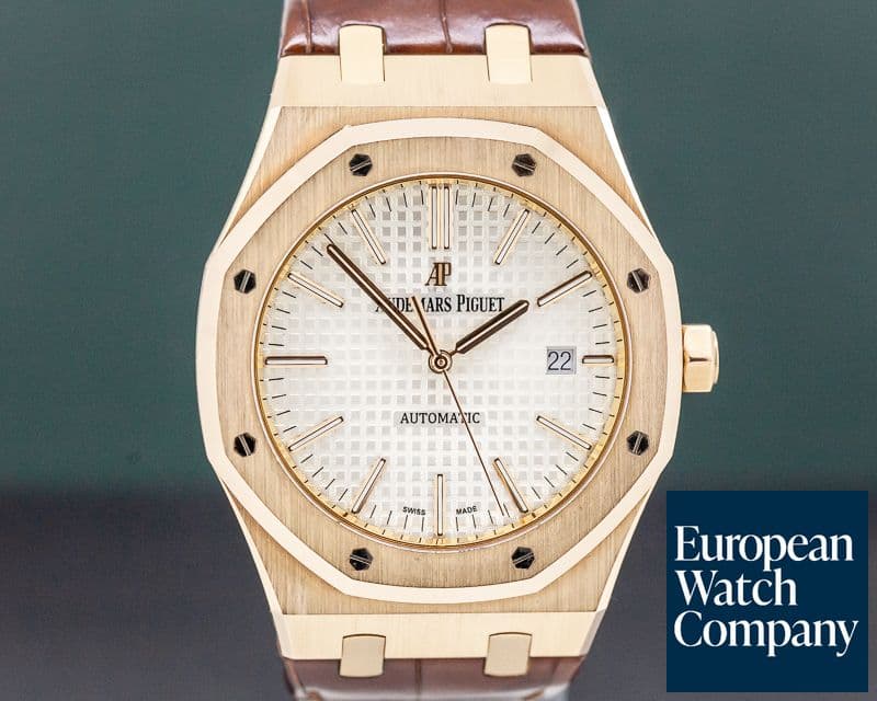 Image of Audemars Piguet Royal Oak Automatic 18K Rose Gold / Brown Alligator 