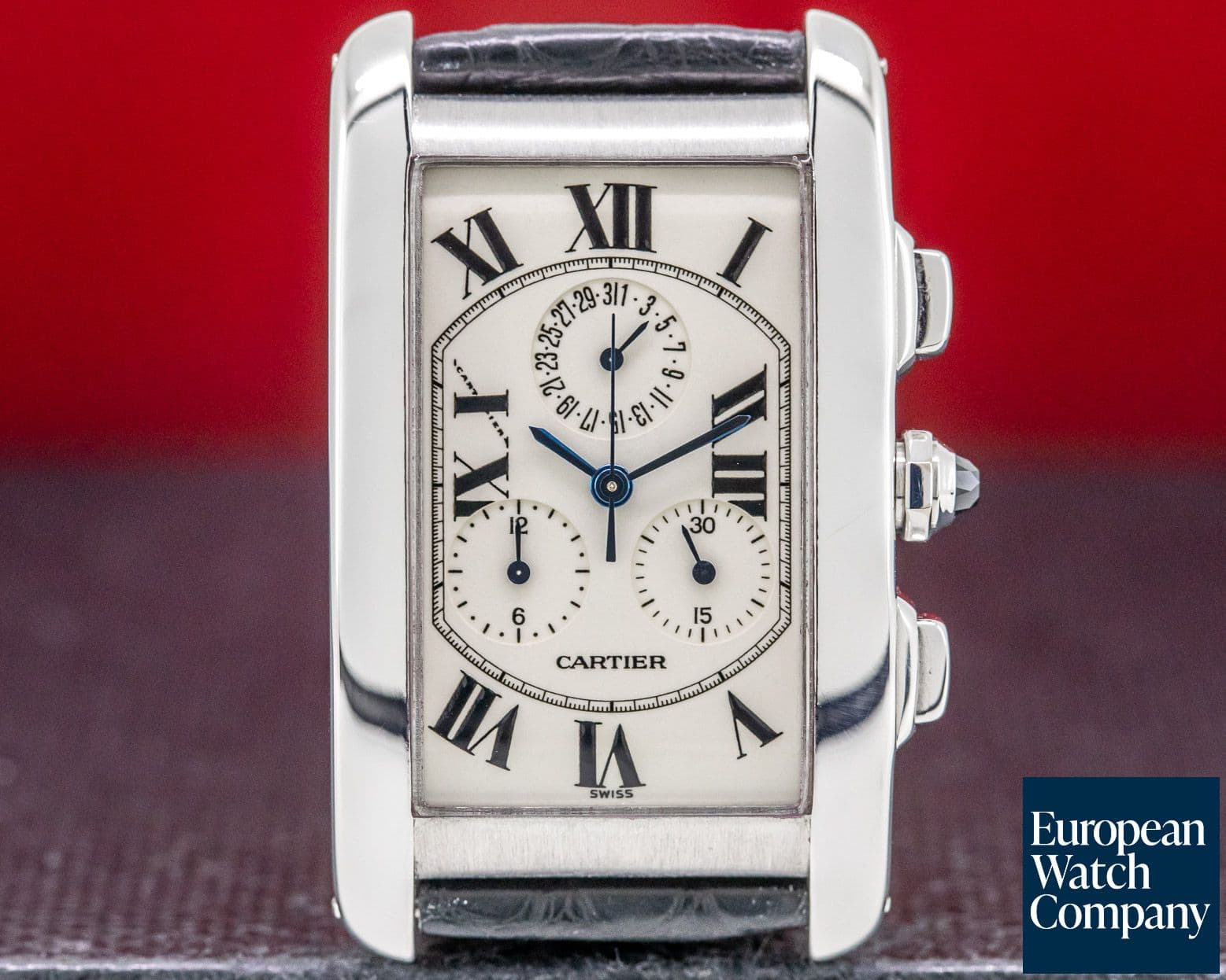 Image of Cartier Tank Americaine Chronograph 18K White Gold / Alligator
