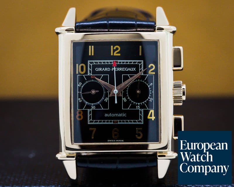 Image of Girard Perregaux Vintage 1945 Chronograph 18k Rose Gold Black Dial
