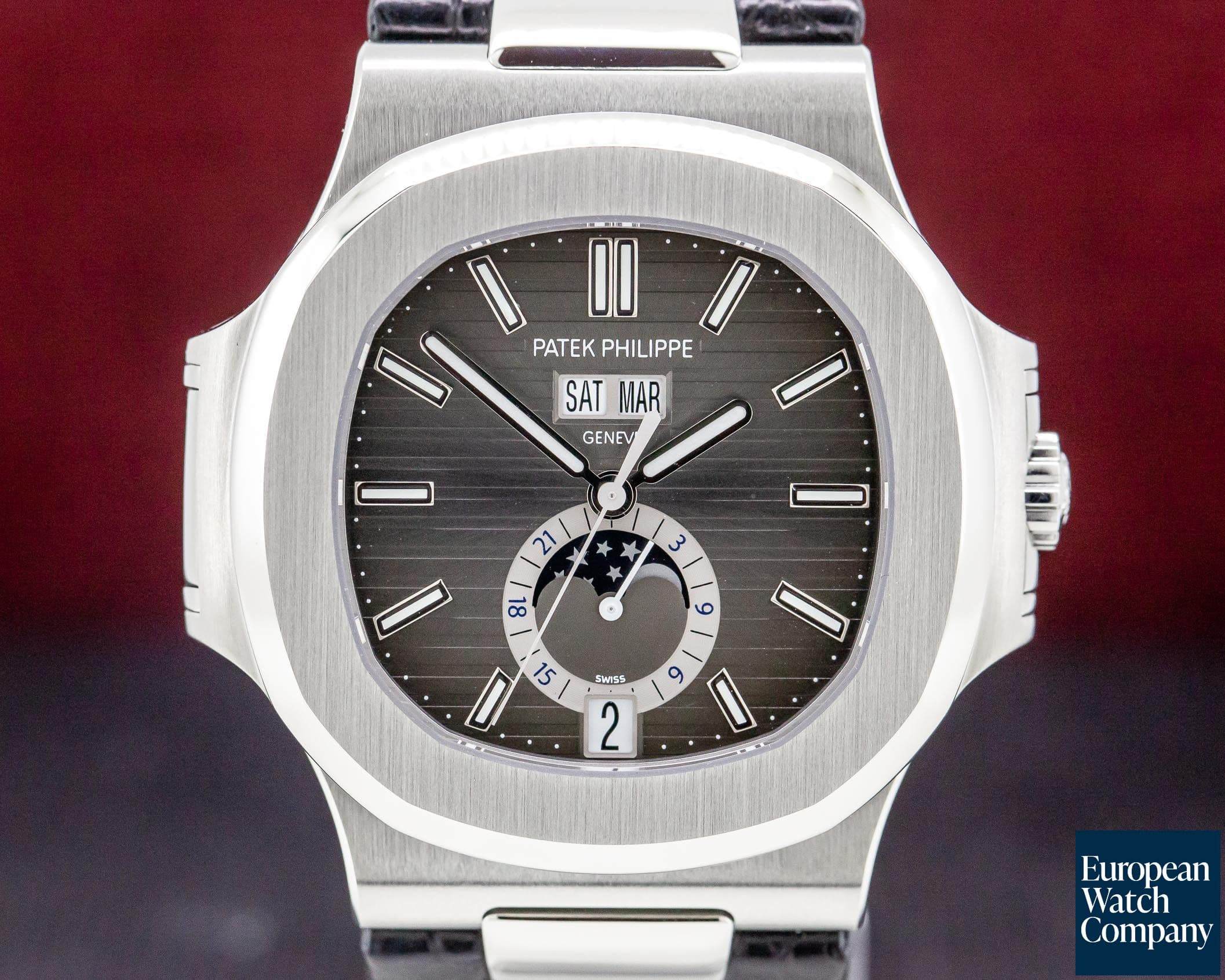 Image of Patek Philippe Nautilus Annual Calendar Moon SS Grey Dial 2019 UNWORN
