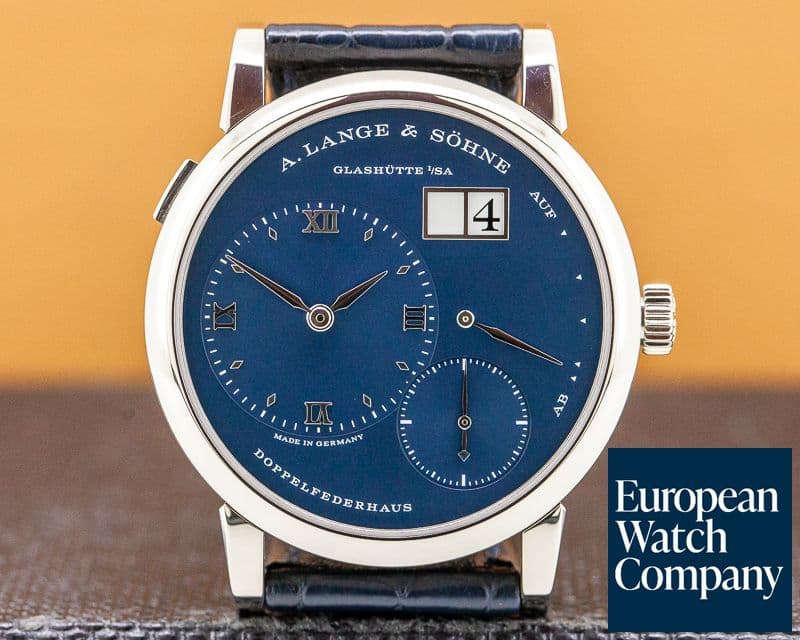 Image of A. Lange and Sohne Lange 1 Blue Dial NEW MODEL 18k White Gold DISCONTINUED 