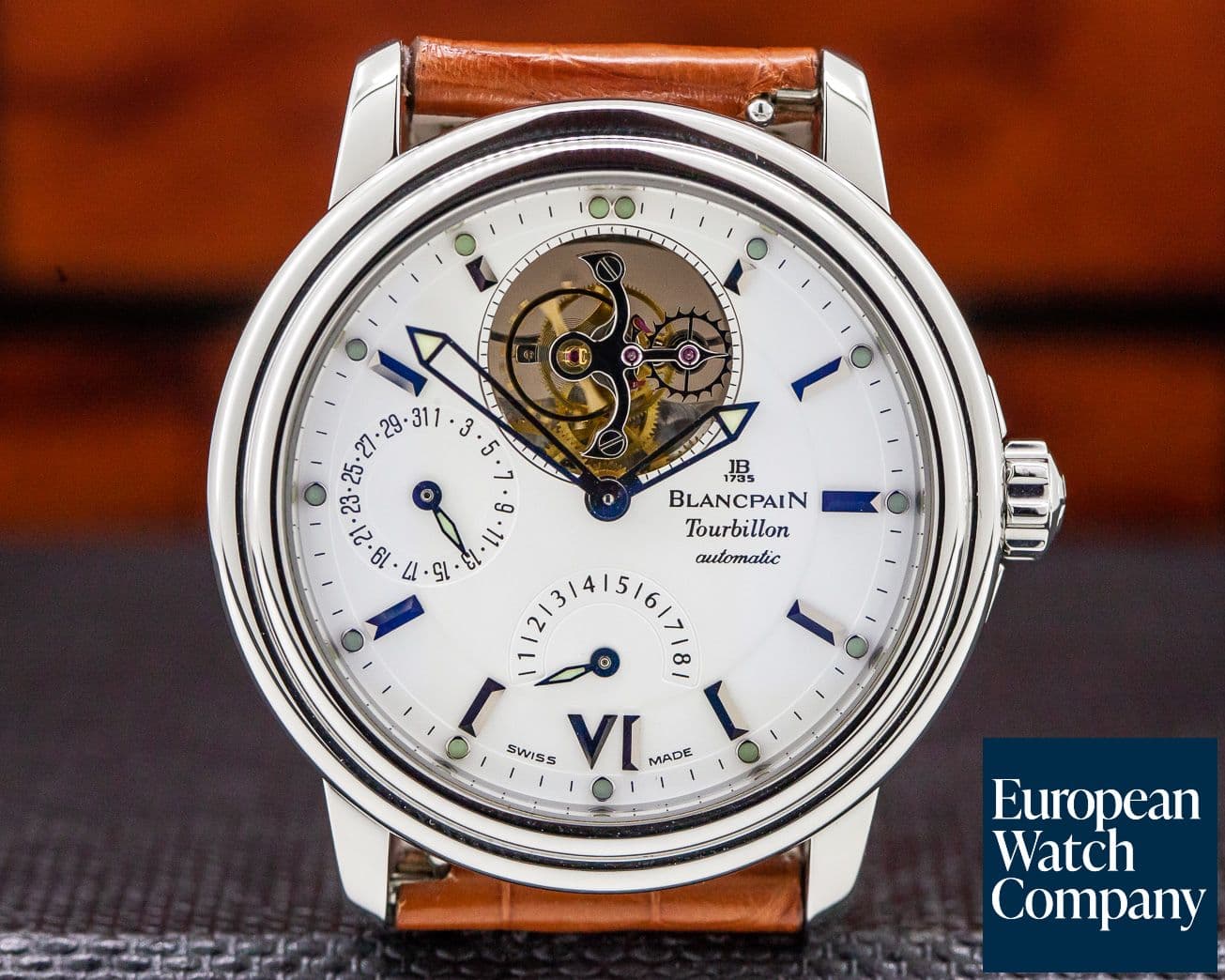 Image of Blancpain Leman Tourbillon 8 Day Power Reserve White Dial SS Automatic