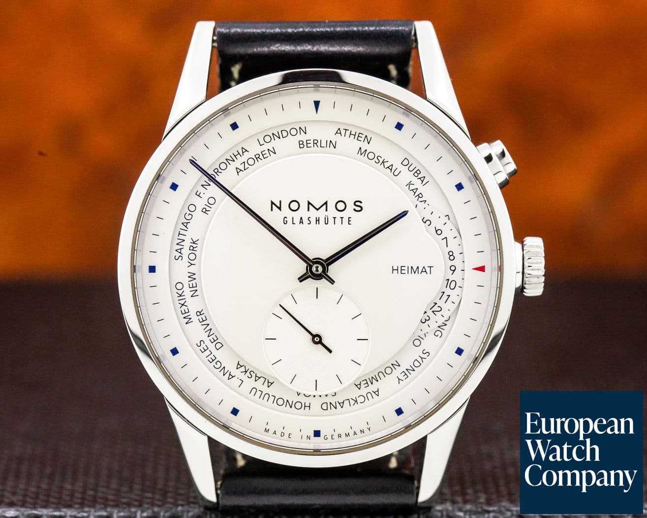 Image of Nomos Zurich "Weltzeit" SS / Leather 