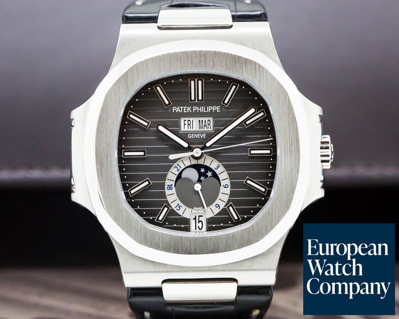 Image of Patek Philippe Nautilus Annual Calendar Moon SS Grey Dial 