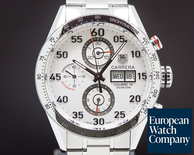 Image of TAG Heuer Carrera Day Date Chronograph SS / SS White Dial