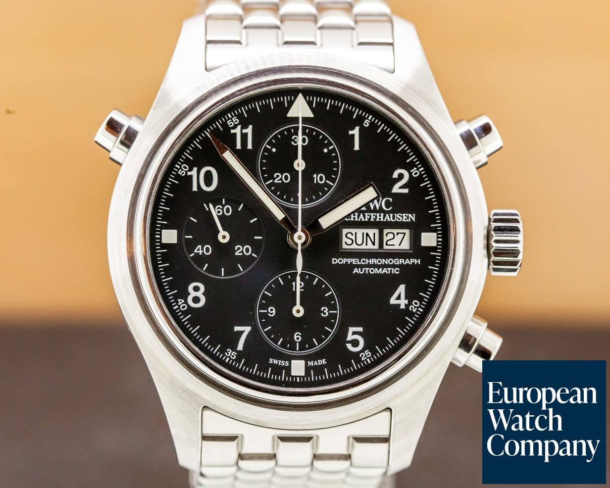 Image of IWC Pilot Spitfire Split Second Doppelchronograph Black Dial SS