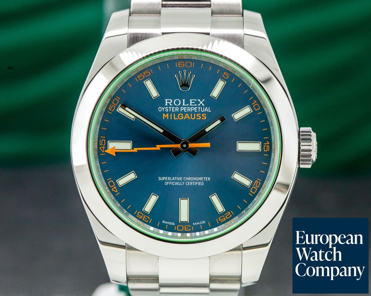 Image of Rolex Milgauss Blue Dial Green Crystal 