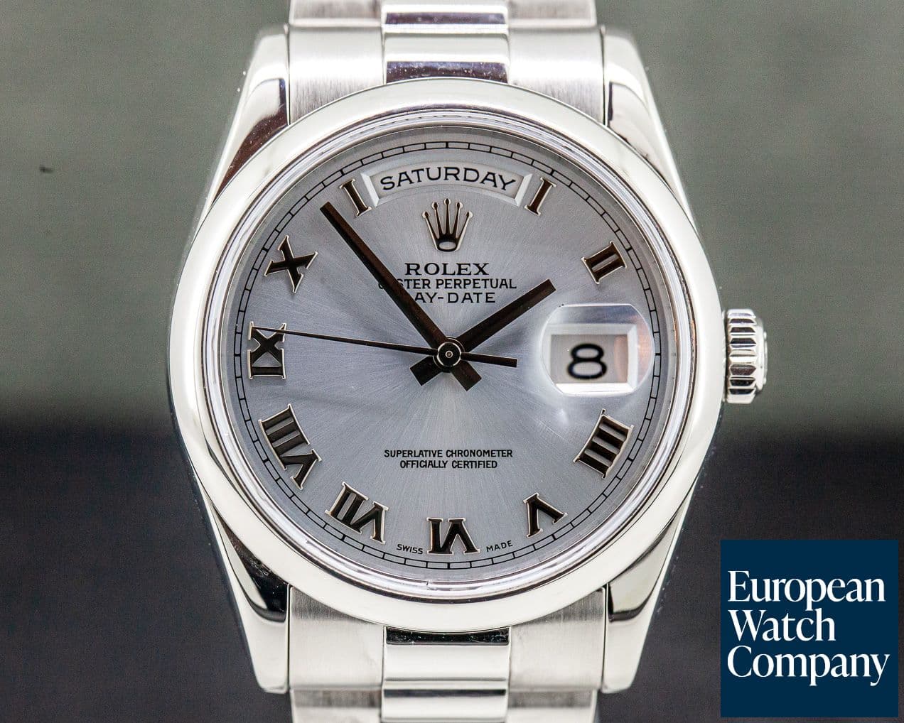 Image of Rolex President Platinum Glacier Roman Dial