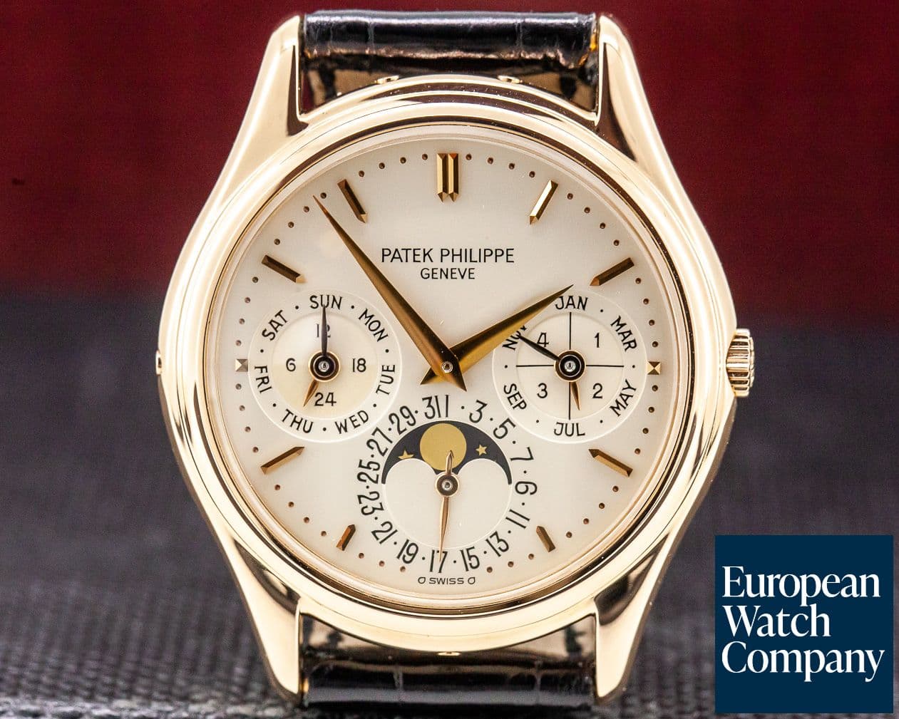 Image of Patek Philippe Perpetual Calendar 18K Rose Gold Display Back VERY RARE!
