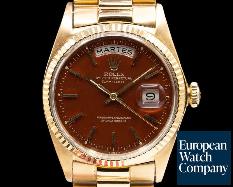 Image of Rolex Oyster Perpetual Day Date 18K Yellow Gold / Oxblood Stella Dial