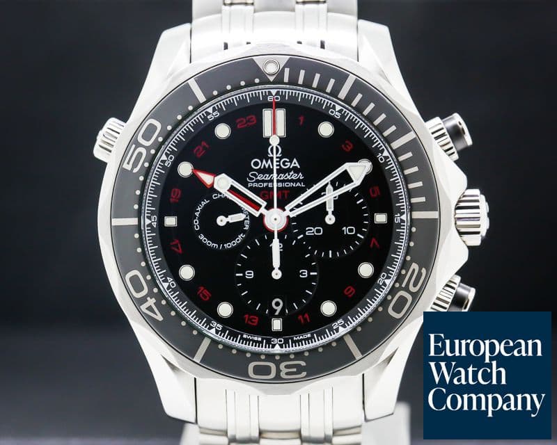 Image of Omega Seamaster Diver 300M Chronograph GMT SS Black Dial 
