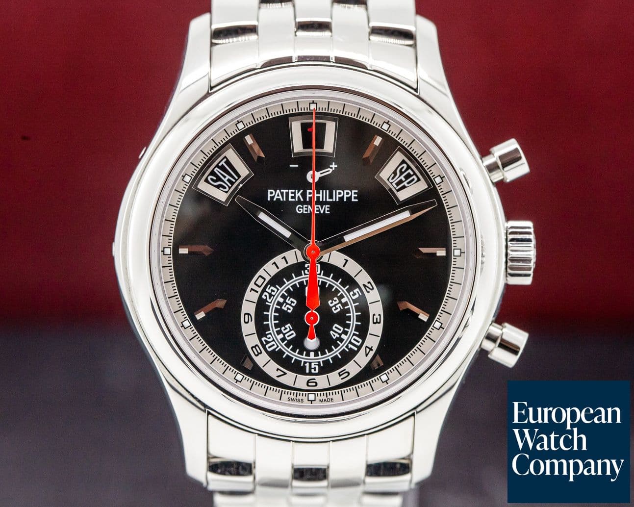 Image of Patek Philippe Annual Calendar Black Dial Chronograph SS DISCONTINUED UNWORN