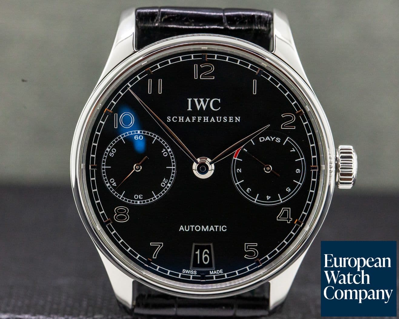 Image of IWC Portuguese 7 Day Automatic SS Black Dial