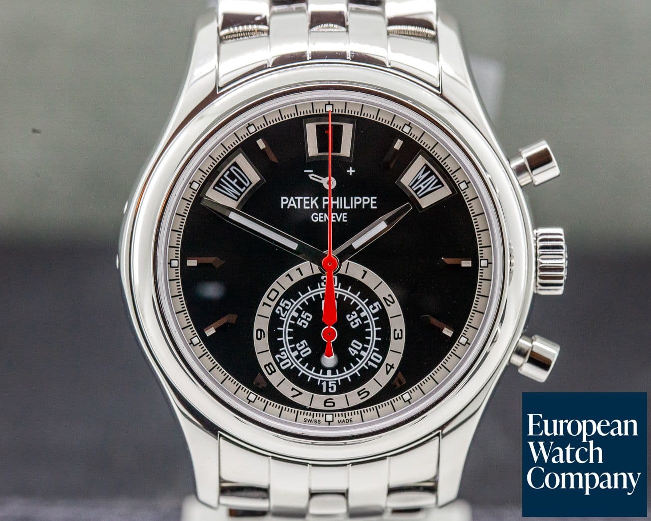 Image of Patek Philippe Annual Calendar Black Dial Chronograph SS DISCONTINUED 