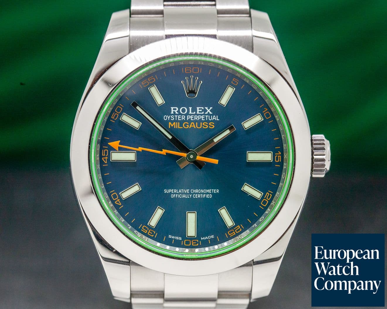 Image of Rolex Milgauss Blue Dial Green Crystal 