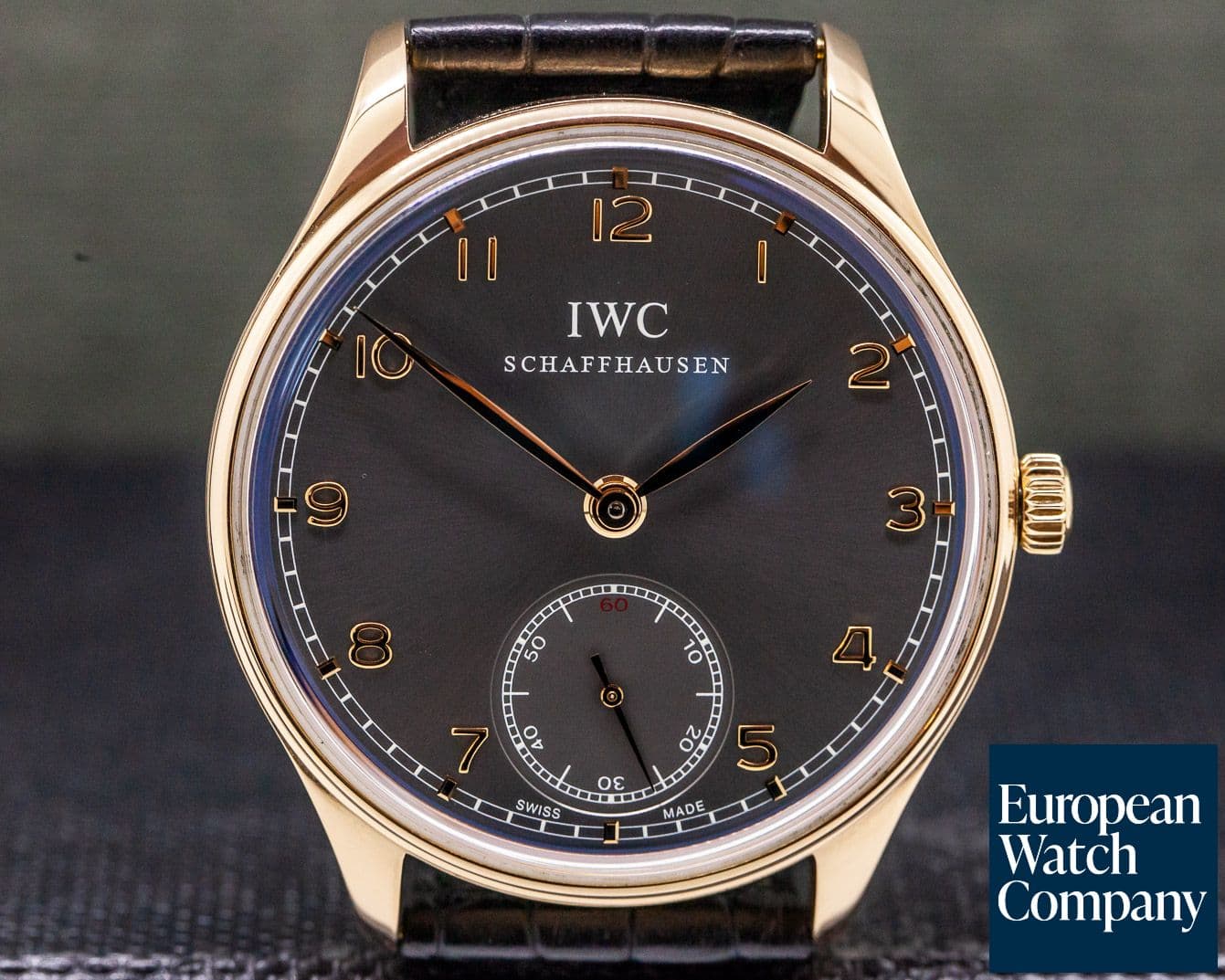 Image of IWC Portuguese Hand Wound Silver Dial 18K Rose Gold 