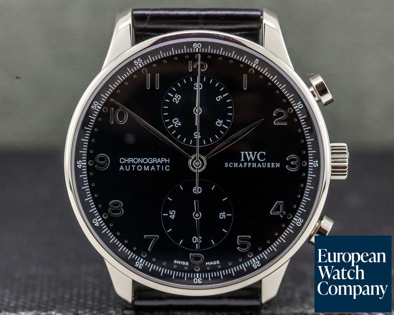 Image of IWC Portuguese Chronograph 18k White Gold Black Dial