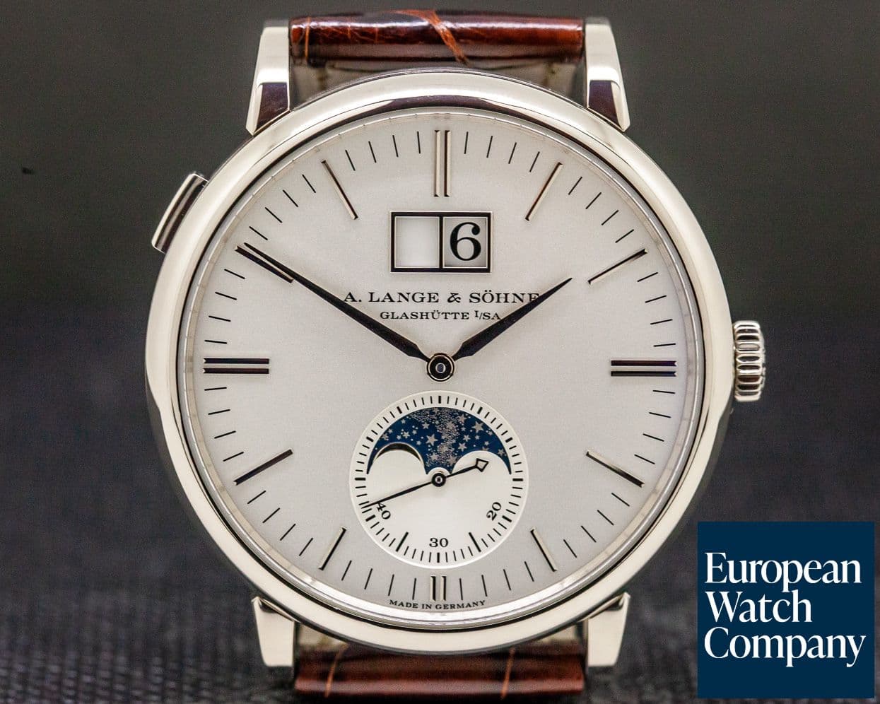 Image of A. Lange and Sohne Saxonia Moon Phase Automatik 18K White Gold / Silver Dial 