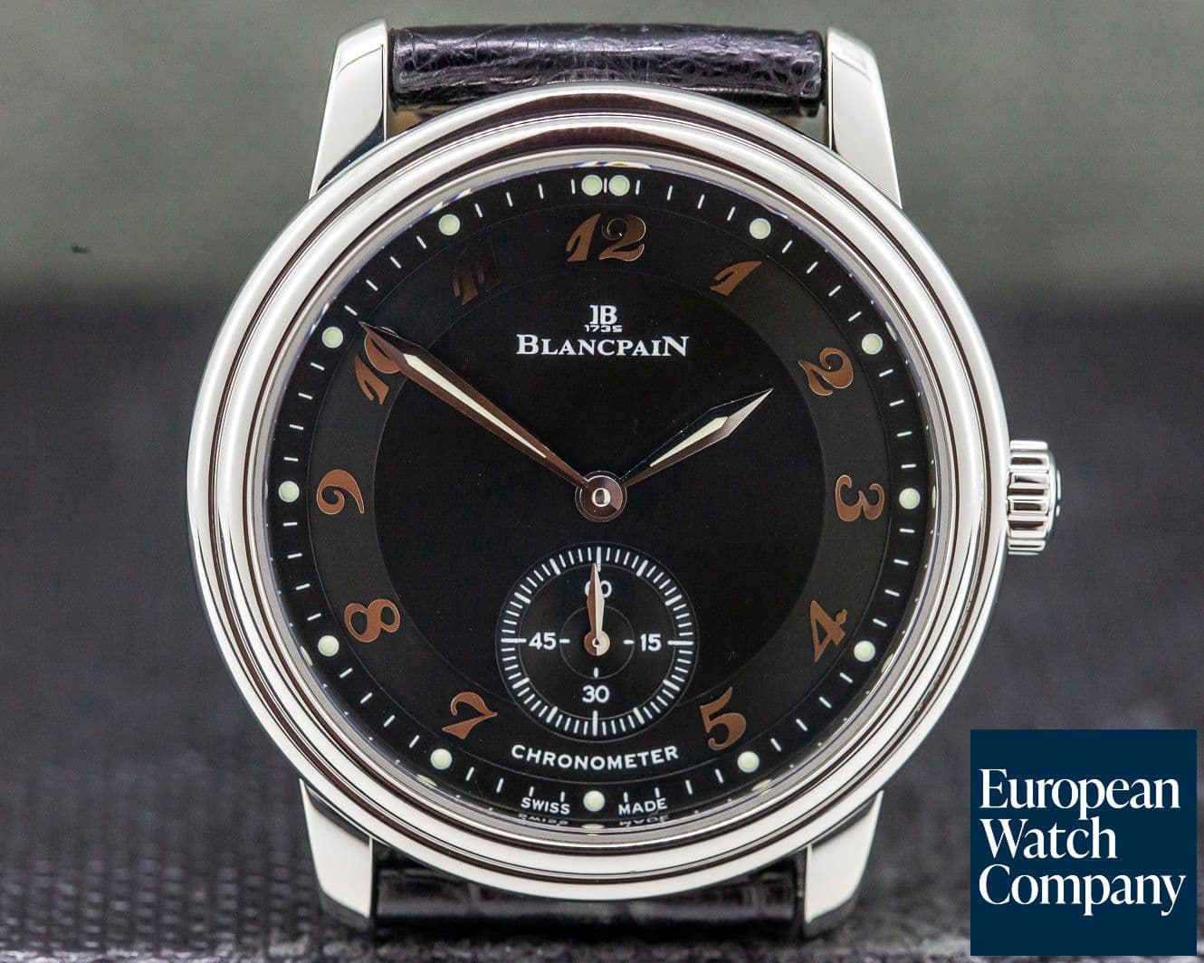 Image of Blancpain Ultra Thin Black Manual Wind Chronometer SS