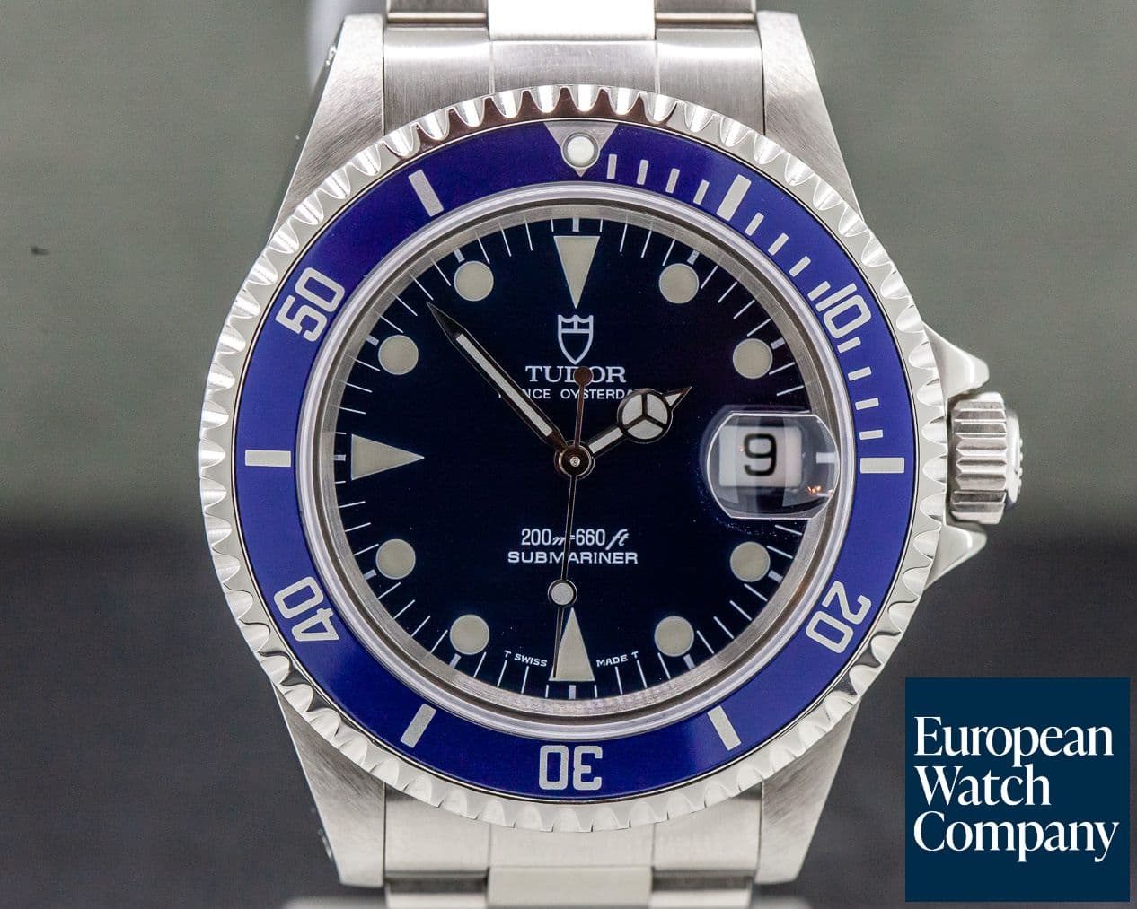 Image of Tudor Submariner Black Matte Blue SS Bracelet / 1995