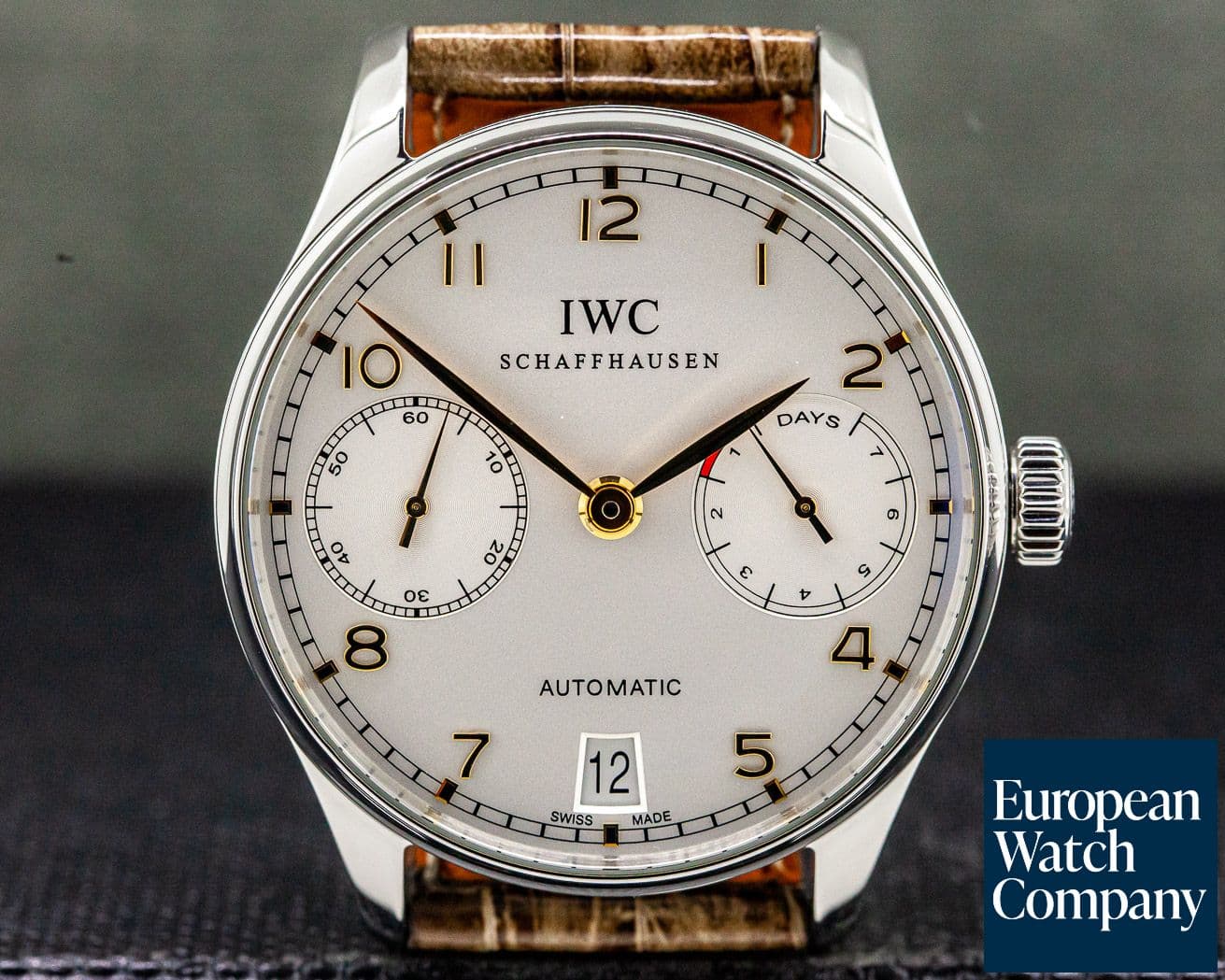 Image of IWC Portuguese 7 Day Automatic SS Silver Dial Rose Numerals