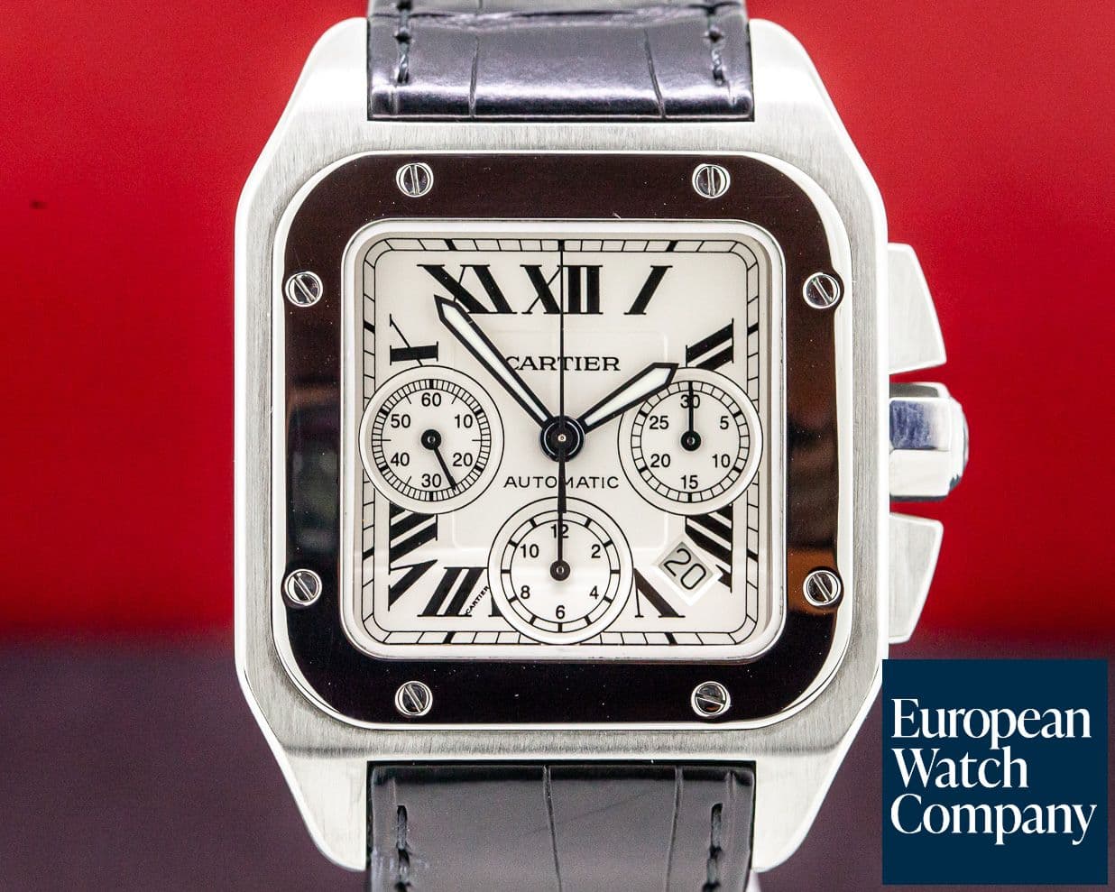Image of Cartier Santos 100 Chronograph XL SS / Alligator 