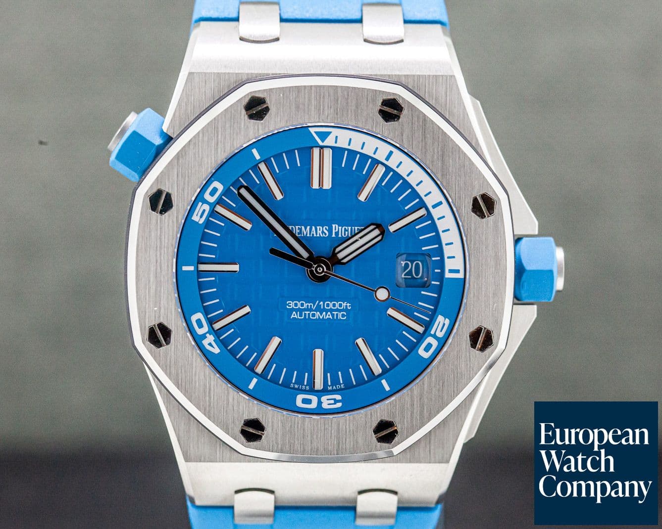 Image of Audemars Piguet Royal Oak Offshore Diver Turquoise Blue "Mega Tapisserie" Dial
