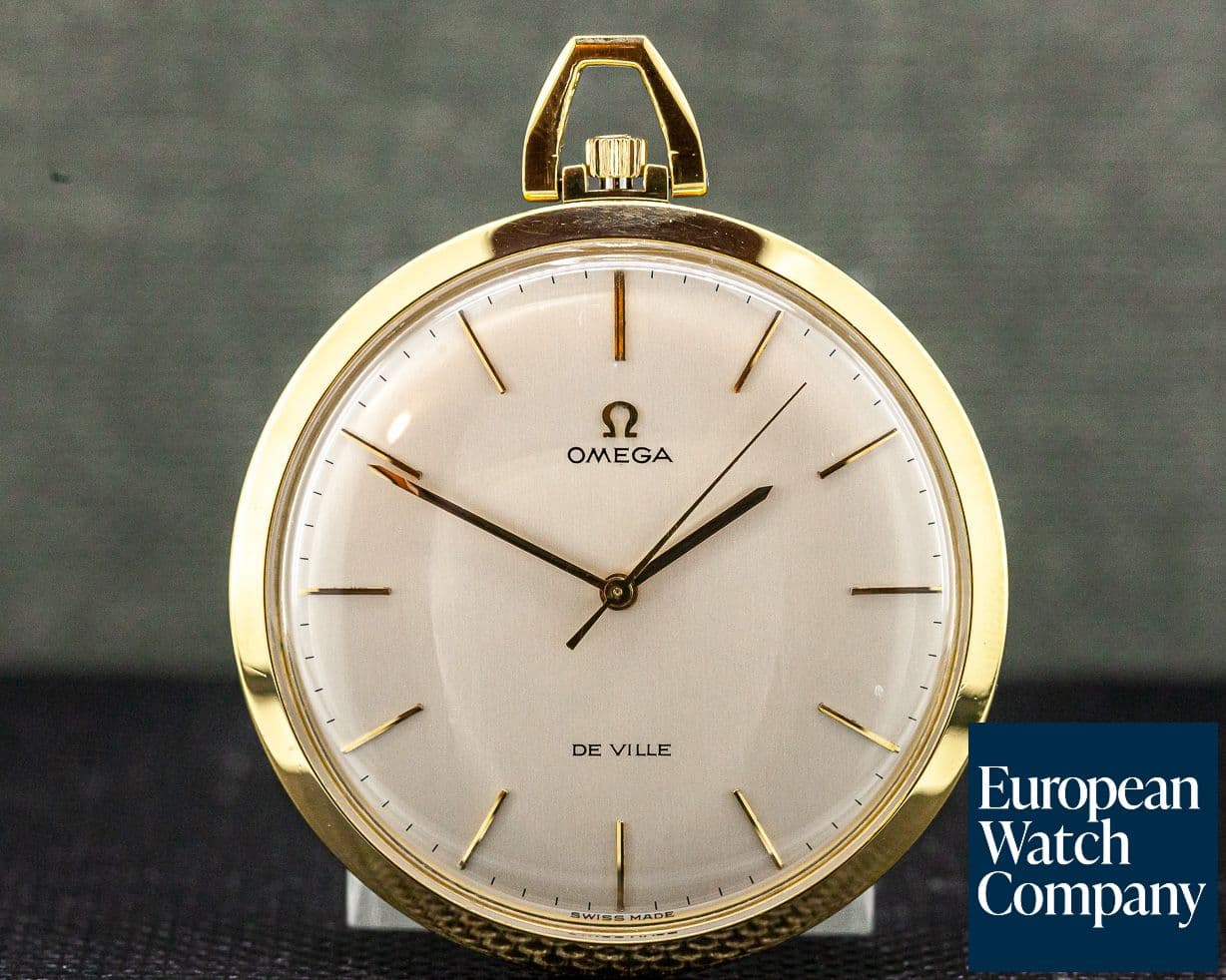 Image of Omega Omega DeVille Vintage Pocket Watch 18K YG 44MM 
