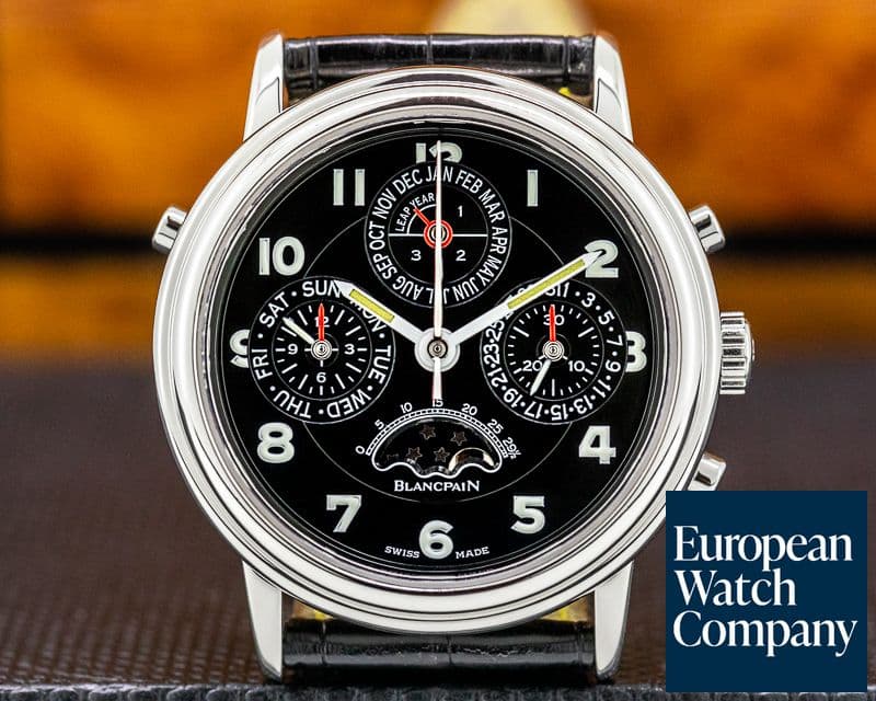 Image of Blancpain Quantieme Perpetual Calendar Split Platinum Black Dial 34.5MM RARE 
