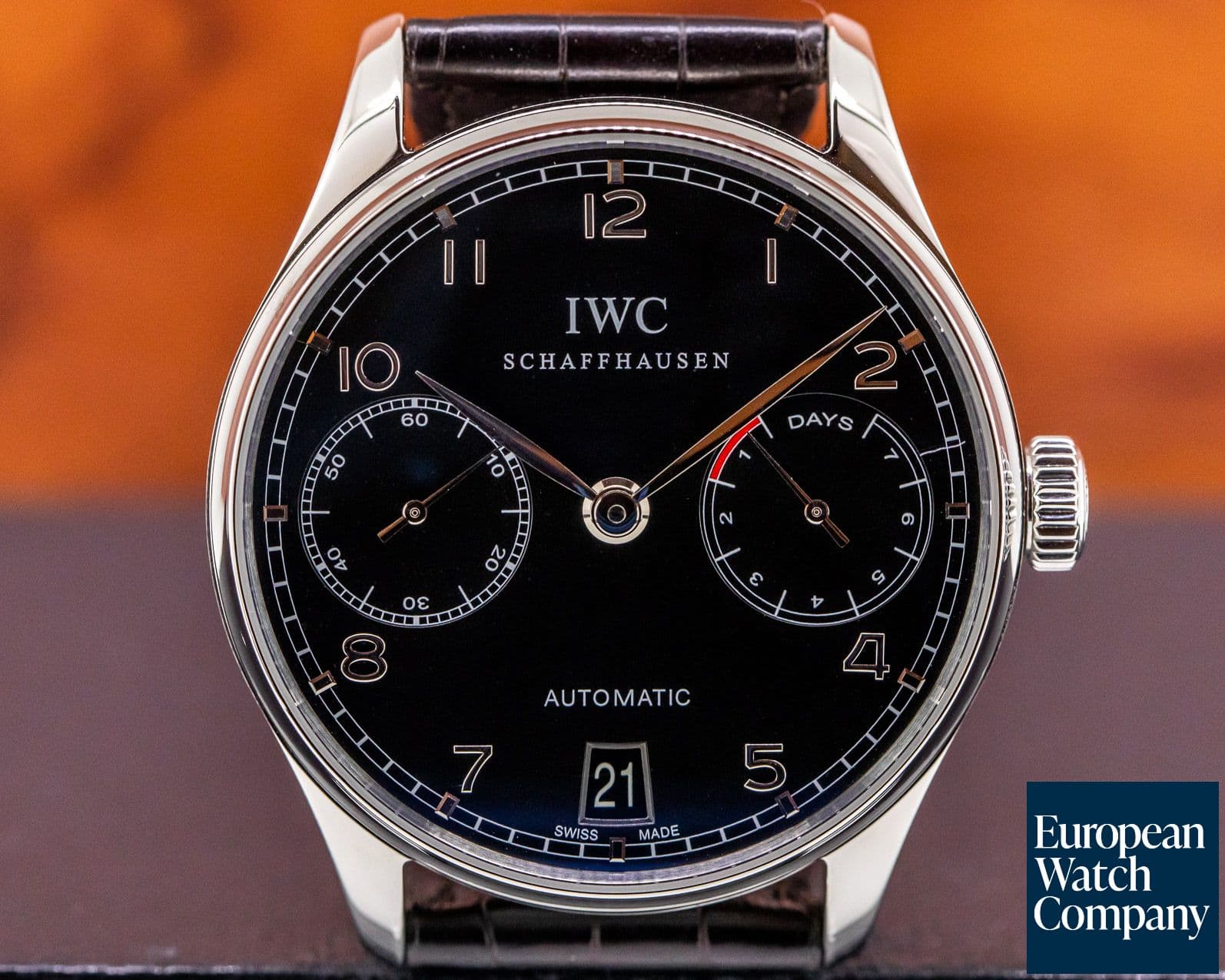 Image of IWC Portuguese 7 Day Automatic SS Black Dial