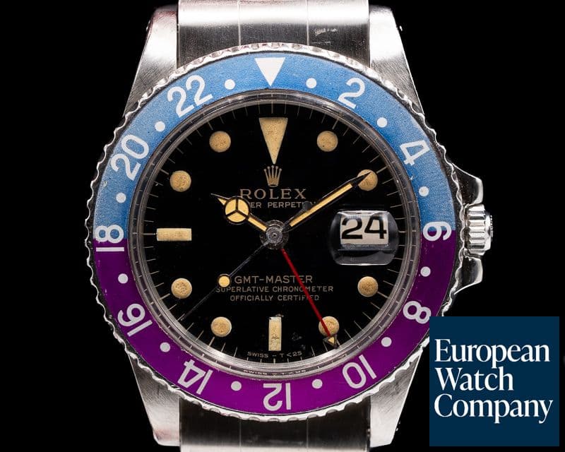 Image of Rolex Vintage GMT Master Gilt Gloss Fuchsia Bezel FULL SET