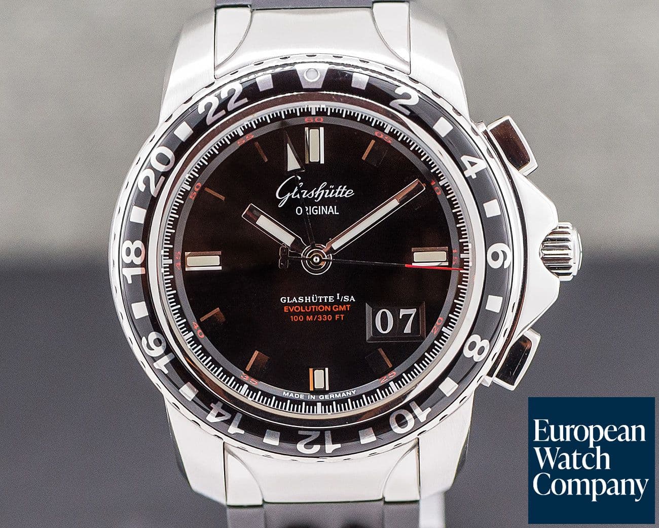 Image of Glashutte Original Sport Evolution GMT SS / Rubber Strap